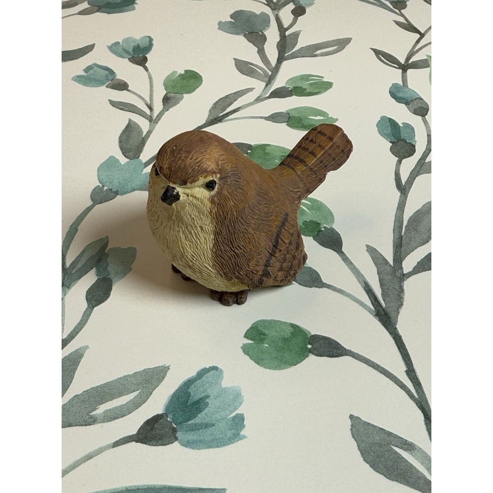 Vintage Ceramic Wren Bird Figurine Brown Hand Painted 2.5" Decor